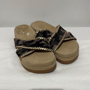 Jack Rogers Camouflage Sandals with Gold Trim